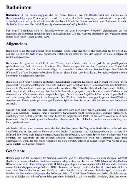 Alles Ã¼bers Badminton PDF - TSV Dresden