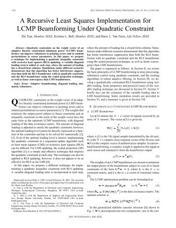 A recursive least squares implementation for LCMP beamforming ...
