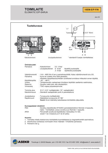 Tekninen esite, El-o-matic E- ja P -sarja, 10EMEPFI