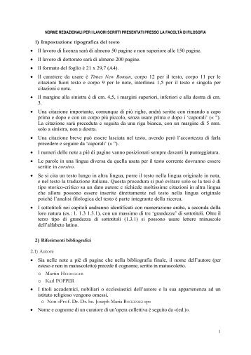 1 1) Impostazione tipografica del testo • Il lavoro di licenza ... - STOQ