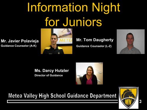 Junior Parent Night Information - Metea Valley High School