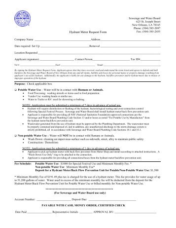 Hydrant Meter Request Form - Sewerage and Water Board of New ...