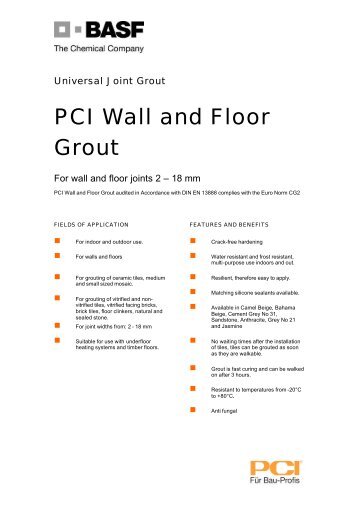 PCI Wall and Floor Grout - Arcon Supplies