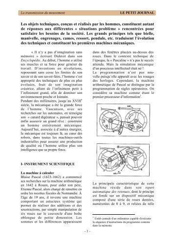 La transmission du mouvement - MusÃ©e des arts et mÃ©tiers