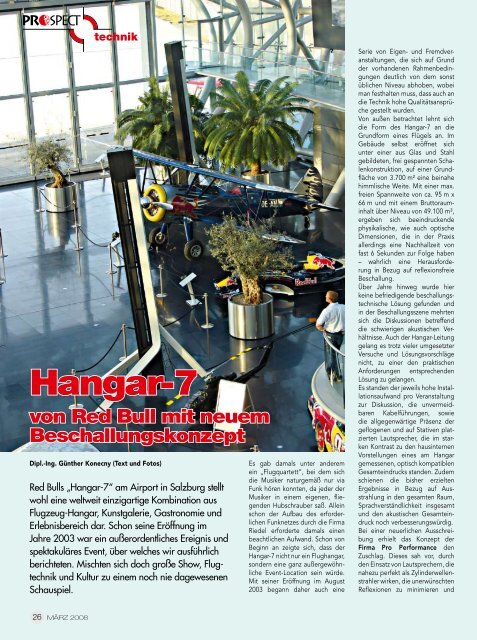 Hangar-7 von Red Bull mit neuem Beschallungskonzept