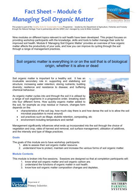 Organic Fact File Fact Sheet Organic Matter Module