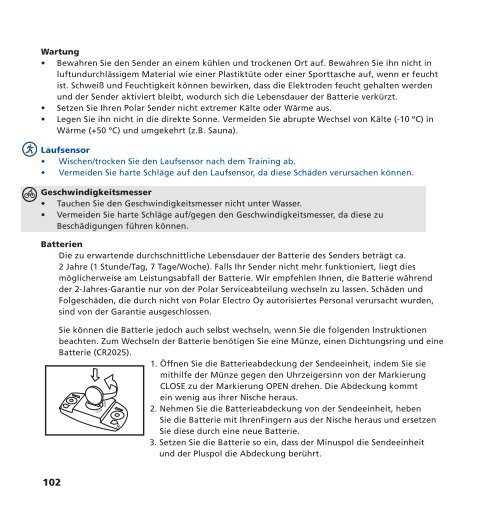 Polar S625X, Polar S725X Gebrauchsanleitung