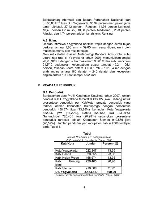 profil kesehatan propinsi di yogyakarta tahun 2007 - Departemen ...