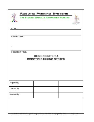Robotic Parking Systems Design Guidelines