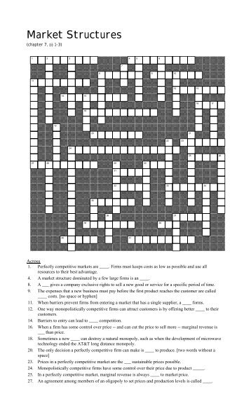 Market Structures Crossword Puzzle - Klein Oak.org