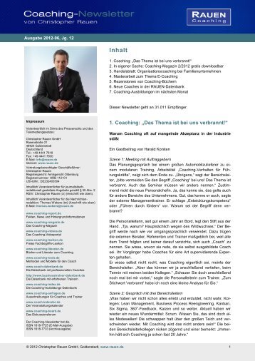 Coaching-Newsletter von Christopher Rauen