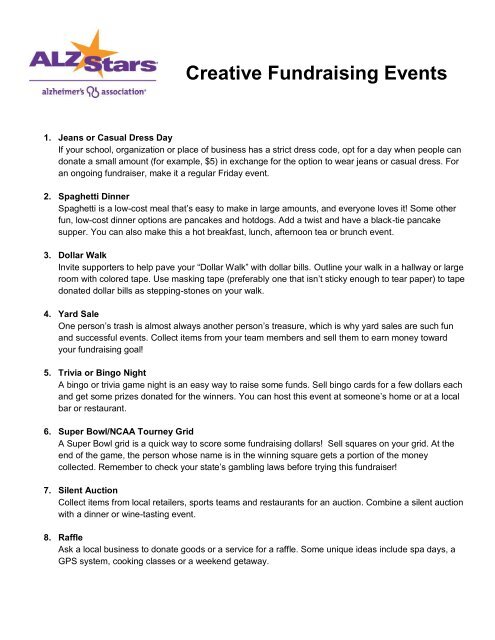 Creative Fundraising Events - Alzheimer's Association