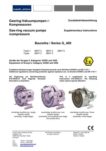 Gasring-Vakuumpumpen /- Kompressoren Gas ... - Elmo Rietschle