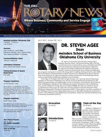 DR. SteVeN AGee - Rotary Club of Oklahoma City