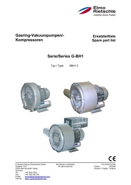 Gasring-Vakuumpumpen/- Kompressoren Serie ... - Elmo Rietschle