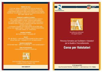 Corso per Valutatori - Agenzia di SanitÃ  Pubblica della Regione Lazio