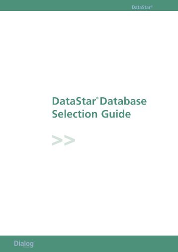 DataStarÂ® Database Selection Guide