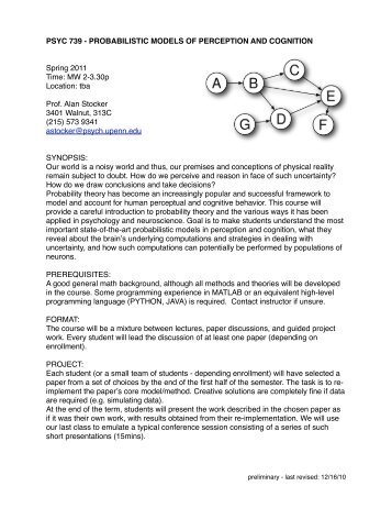 PROBABILISTIC MODELS OF PERCEPTION AND COGNITION ...