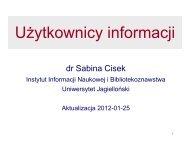 UÅ¼ytkownicy informacji - Uniwersytet JagielloÅski