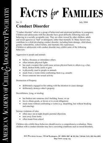 Conduct Disorder - American Academy of Child and Adolescent ...