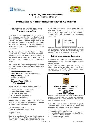 Merkblatt für Empfänger  begaster Container - Regierung von ...