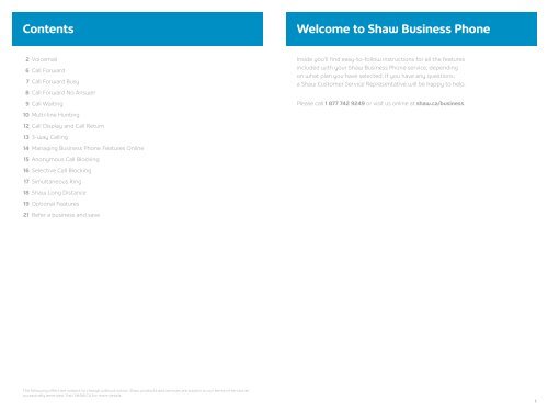 Business Phone User Guide - Shaw