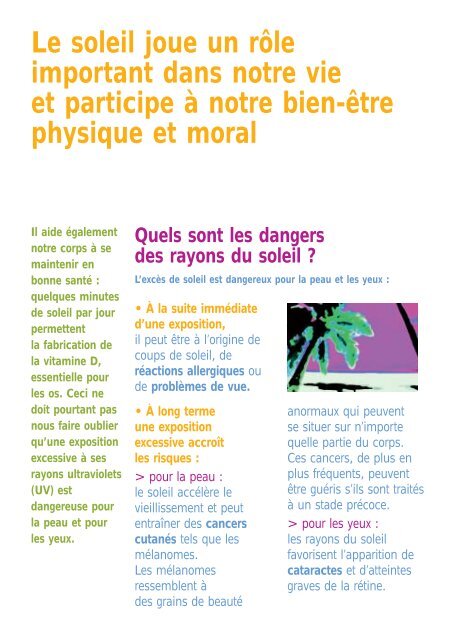 Bien profiter des rayons du soleil - des conseils de ... - Inpes