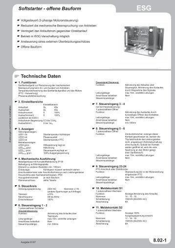 Softstarter - offene Bauform Technische Daten 8.02-1