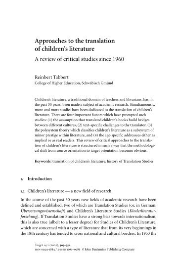 Approaches to the translation of children's literature