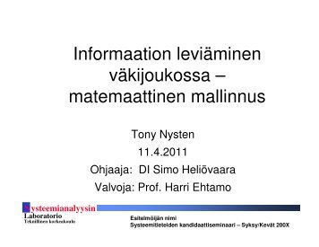 kalvot - Systeemianalyysin laboratorio