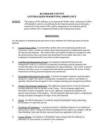 Centralized Permitting - Randolph County Government