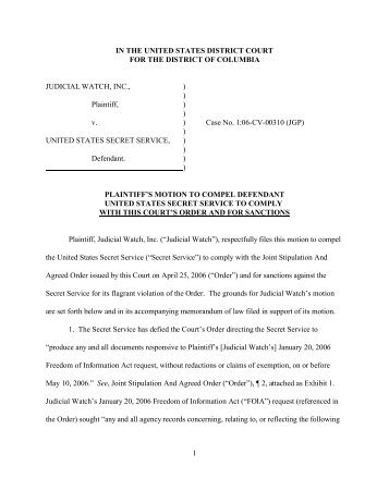 Motion to Compel - Judicial Watch