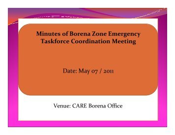 Minutes of Borena Zone Emergency Taskforce Coordination ...