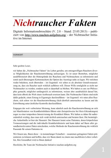 Nichtraucher Fakten - Rauchen aufgeben