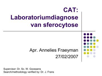 CAT: Laboratoriumdiagnose van sferocytose - UZ Leuven
