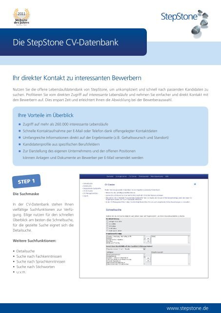 Die Stepstone Cv-Datenbank