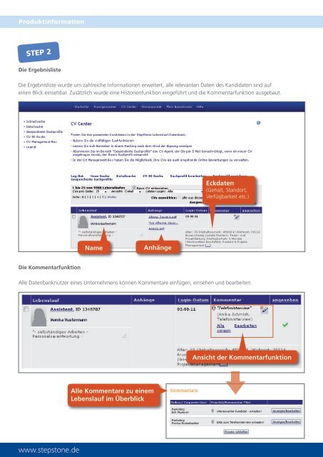 Die Stepstone Cv-Datenbank