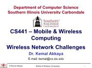 CS441 â Mobile & Wireless Computing Wireless Network Challenges