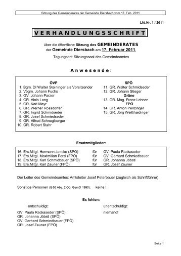 Gemeinderatssitzung 1/2011 (156 KB) - .PDF - Diersbach