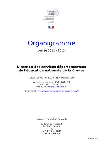 Organigramme DSDEN 23 R12 MAJ012013