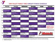 SIMI VALLEY FAMILY YMCA GROUP FITNESS SCHEDULE