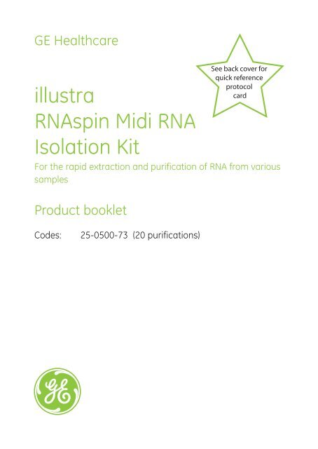 illustra RNAspin Midi RNA Isolation Kit - GE Healthcare Life Sciences