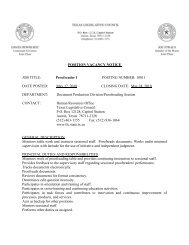 POSITION VACANCY NOTICE JOB TITLE - Texas Legislative Council