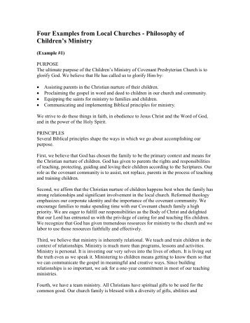 Children's Ministries Philosophy of Ministry â Four Examples