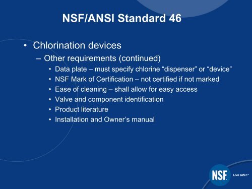 NSF/ANSI Standard 46 - Evaluation of Components and Devices ...