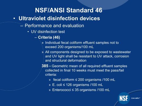 NSF/ANSI Standard 46 - Evaluation of Components and Devices ...