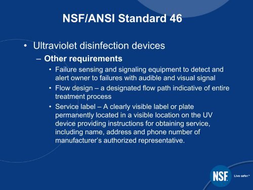 NSF/ANSI Standard 46 - Evaluation of Components and Devices ...