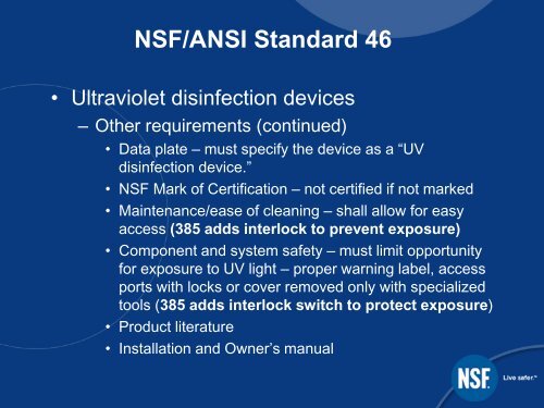 NSF/ANSI Standard 46 - Evaluation of Components and Devices ...