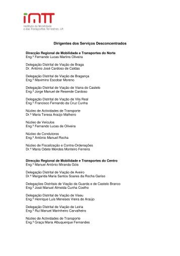 Dirigentes dos ServiÃ§os Desconcentrados - Imtt