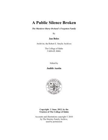 A Public Silence Broken - College of Idaho